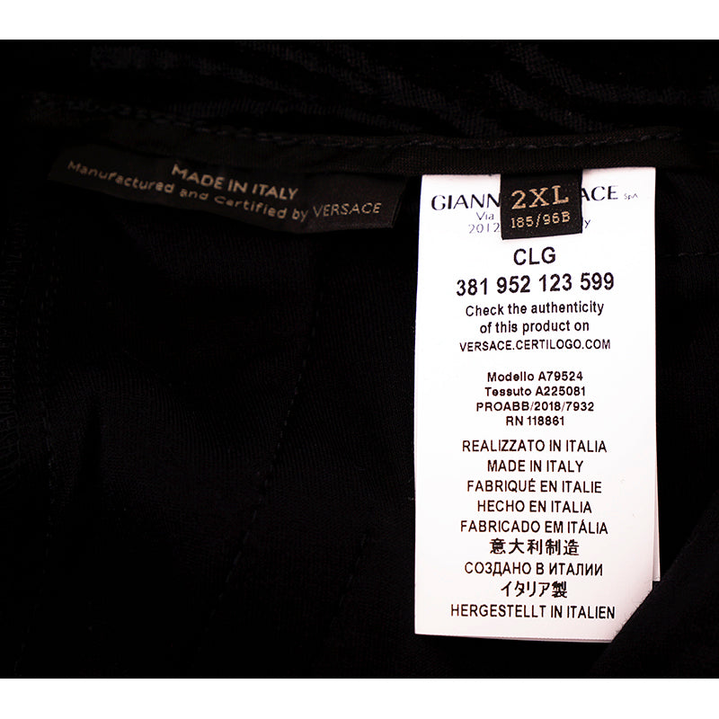 2XL NEW $975 VERSACE Men's Black Velvet/Velour Baroque LOGO Sporty JOGGER PANTS