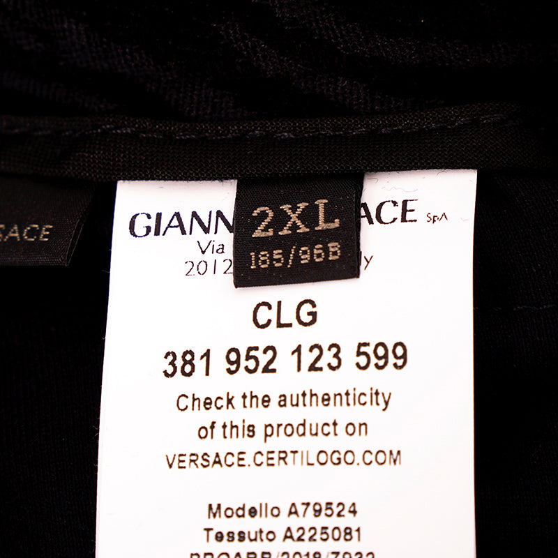 2XL NEW $975 VERSACE Men's Black Velvet/Velour Baroque LOGO Sporty JOGGER PANTS