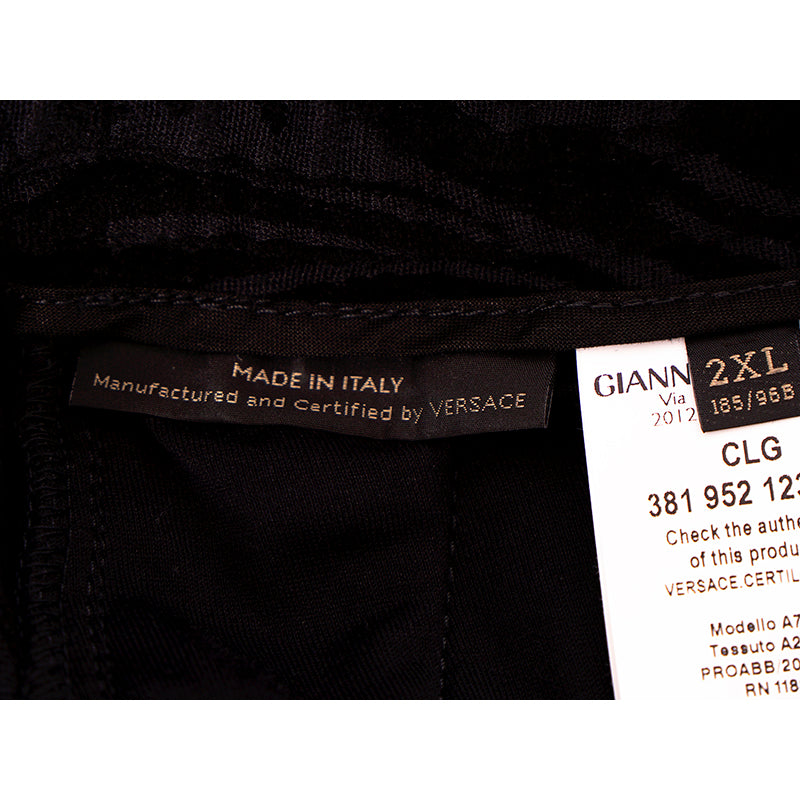 2XL NEW $975 VERSACE Men's Black Velvet/Velour Baroque LOGO Sporty JOGGER PANTS