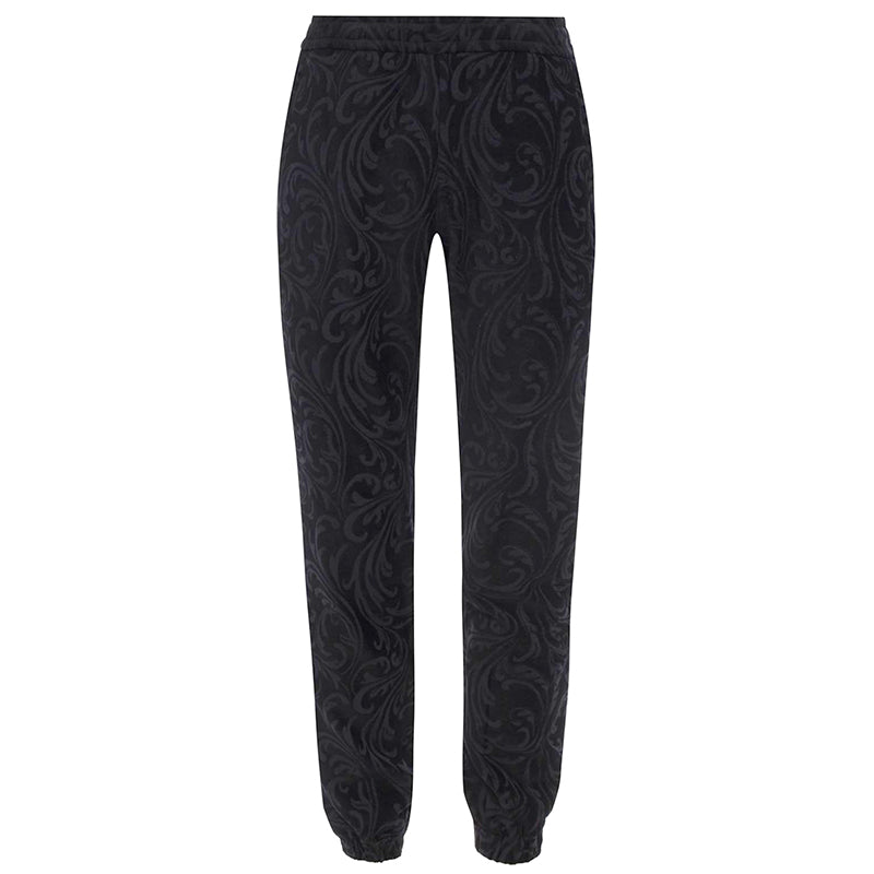 2XL NEW $975 VERSACE Men's Black Velvet/Velour Baroque LOGO Sporty JOGGER PANTS