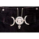 28/29/32 NEW $1375 VERSACE Black Dyed Denim BIGGIE LOGO MEDUSA '95 BELT Low Rise JEANS