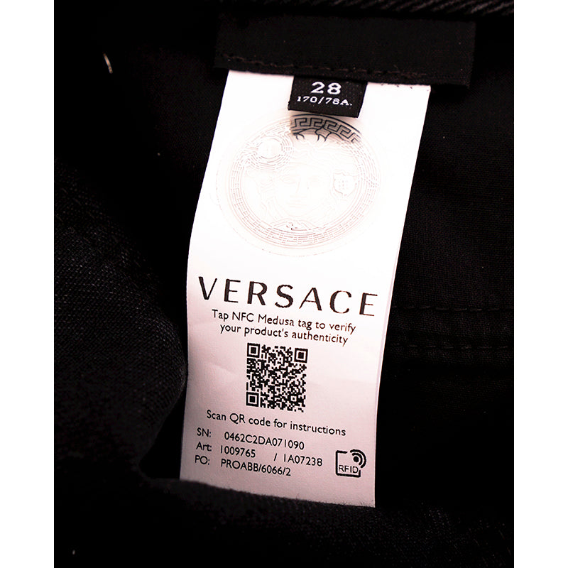 28/29/32 NEW $1375 VERSACE Black Dyed Denim BIGGIE LOGO MEDUSA '95 BELT Low Rise JEANS