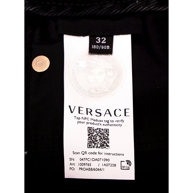 28/29/32 NEW $1375 VERSACE Black Dyed Denim BIGGIE LOGO MEDUSA '95 BELT Low Rise JEANS