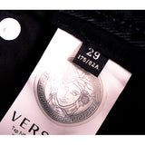 28/29/32 NEW $1375 VERSACE Black Dyed Denim BIGGIE LOGO MEDUSA '95 BELT Low Rise JEANS