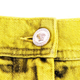 27/29 NEW $1675 VERSACE RUNWAY Woman's Acid Yellow Bleach Denim Cargo Pocket JEANS