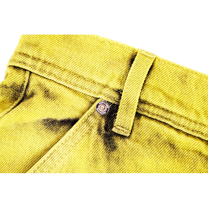 27/29 NEW $1675 VERSACE RUNWAY Woman's Acid Yellow Bleach Denim Cargo Pocket JEANS