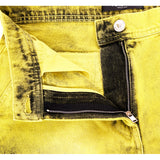 27/29 NEW $1675 VERSACE RUNWAY Woman's Acid Yellow Bleach Denim Cargo Pocket JEANS