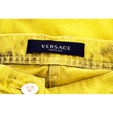 27/29 NEW $1675 VERSACE RUNWAY Woman's Acid Yellow Bleach Denim Cargo Pocket JEANS