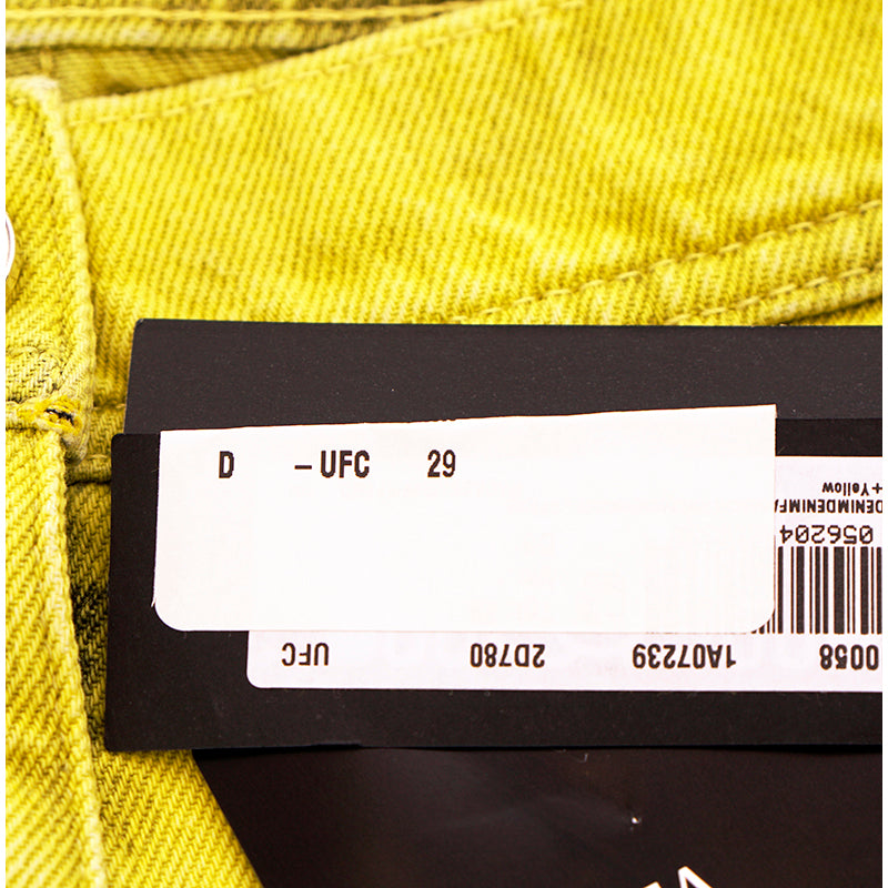 27 & 29 NEW $1675 VERSACE RUNWAY Woman's Acid Yellow Bleach Denim Cargo Pocket JEANS