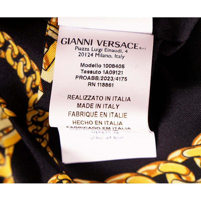 46 US 10 NEW $3190 VERSACE Woman Black 100% WOOL Belted COAT - LOGO PRINT LINING