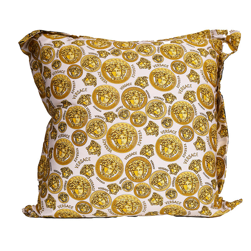 NEW VERSACE Black White DOUBLE-SIDED MEDUSA AMPLIFIED LOGO Cushion ACCENT PILLOW