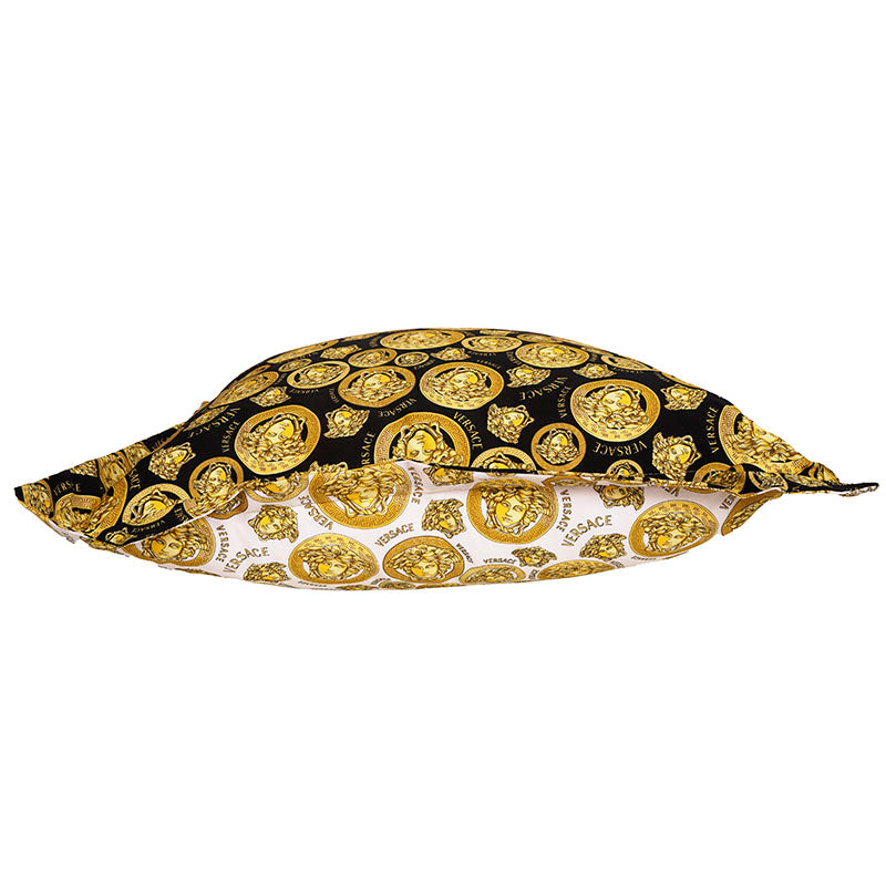 NEW VERSACE Black White DOUBLE-SIDED MEDUSA AMPLIFIED LOGO Cushion ACCENT PILLOW