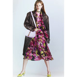 40 NEW $4,875 VERSACE Runway Black PINK ORCHID LOGO PRINT Shirt Midi DRESS