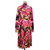 40 NEW $4,875 VERSACE Runway Black PINK ORCHID LOGO PRINT Shirt Midi DRESS