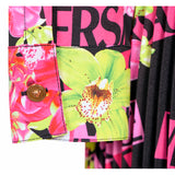 40 NEW $4,875 VERSACE Runway Black PINK ORCHID LOGO PRINT Shirt Midi DRESS