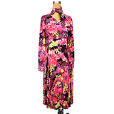 40 NEW $4,875 VERSACE Runway Black PINK ORCHID LOGO PRINT Shirt Midi DRESS