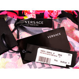 40 NEW $4,875 VERSACE Runway Black PINK ORCHID LOGO PRINT Shirt Midi DRESS