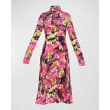 40 NEW $4,875 VERSACE Runway Black PINK ORCHID LOGO PRINT Shirt Midi DRESS