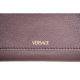 NEW $850 VERACE Black Grainy Leather GOLD LA MEDUSA LOGO Pouch Wristlet BAG NWT