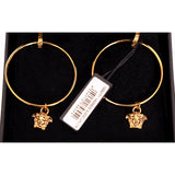 NEW $650 VERSACE Gold Tone Brass MEDUSA LOGO Large HOOP Pierced DANGLE EARRINGS