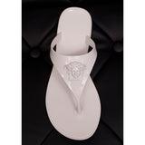 sz 38 NEW $295 VERSACE White Rubber LA MEDUSA LOGO Flip Flops Pool JELLY SANDALS