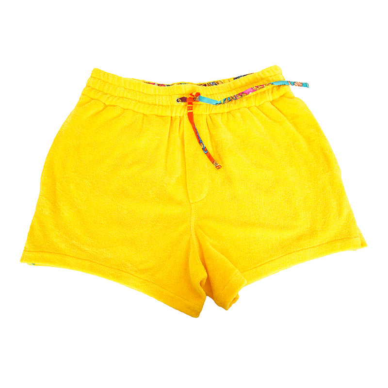 3 US XS NEW $550 VERSACE Men's Yellow TERRY CLOTH Royalty Baroque SWIM SHORTS