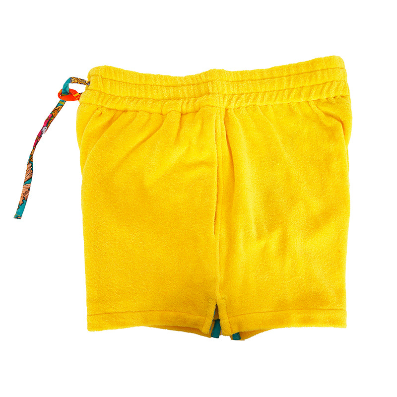 3 US XS NEW $550 VERSACE Men's Yellow TERRY CLOTH Royalty Baroque SWIM SHORTS