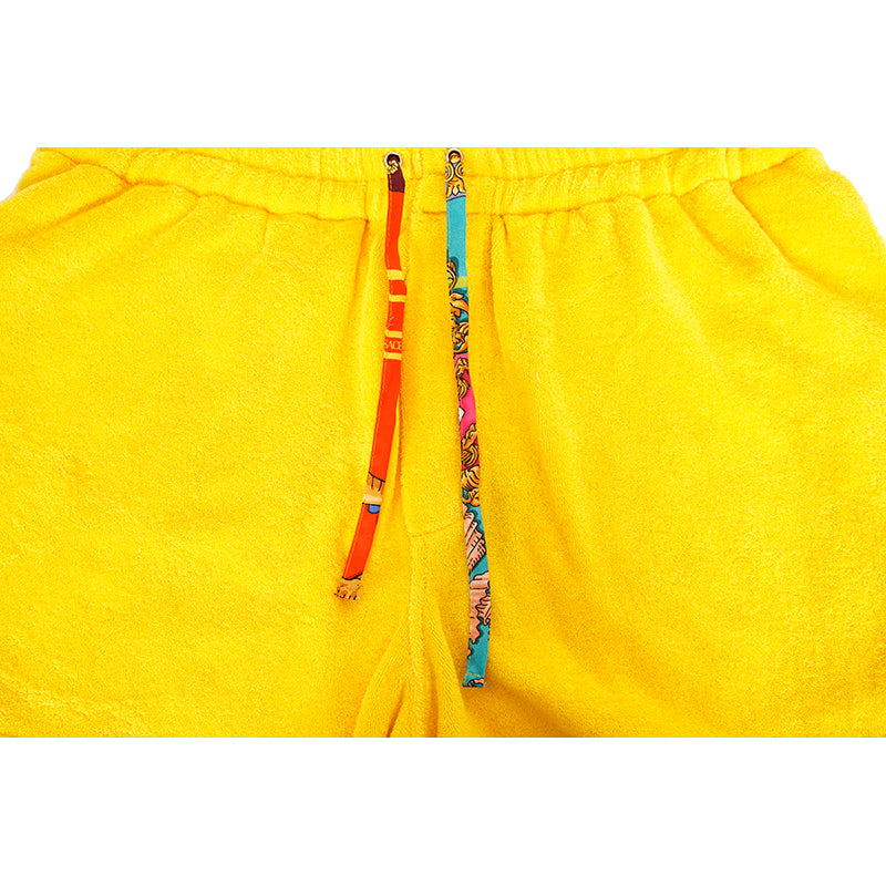 3 US XS NEW $550 VERSACE Men's Yellow TERRY CLOTH Royalty Baroque SWIM SHORTS
