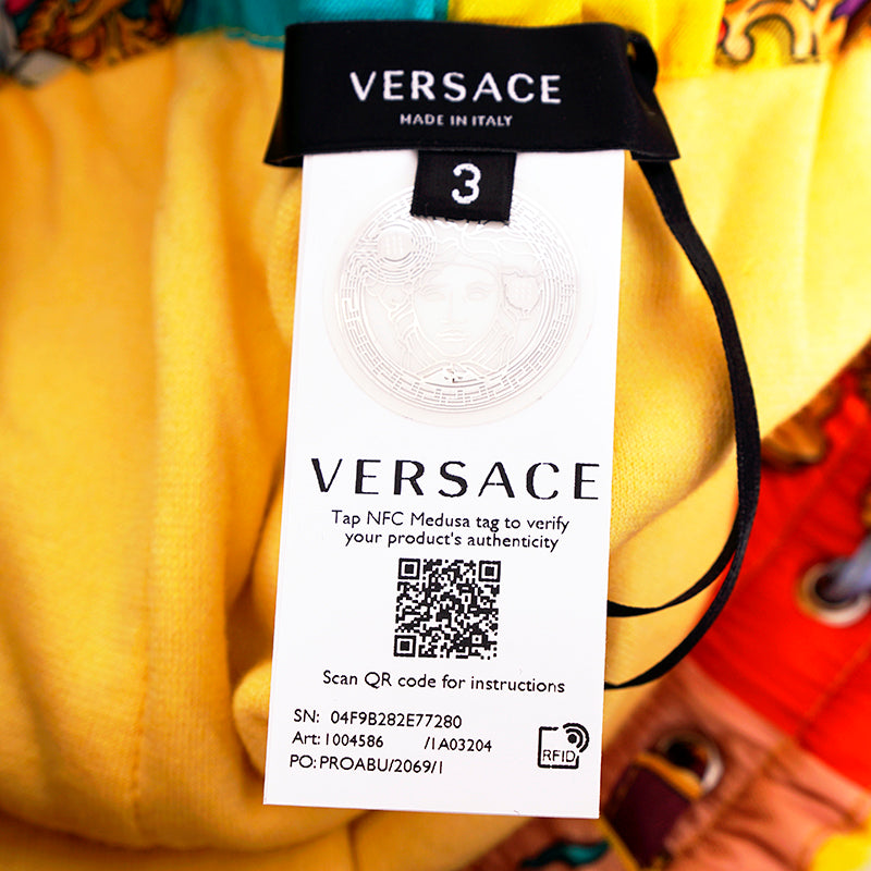 3 US XS NEW $550 VERSACE Men's Yellow TERRY CLOTH Royalty Baroque SWIM SHORTS