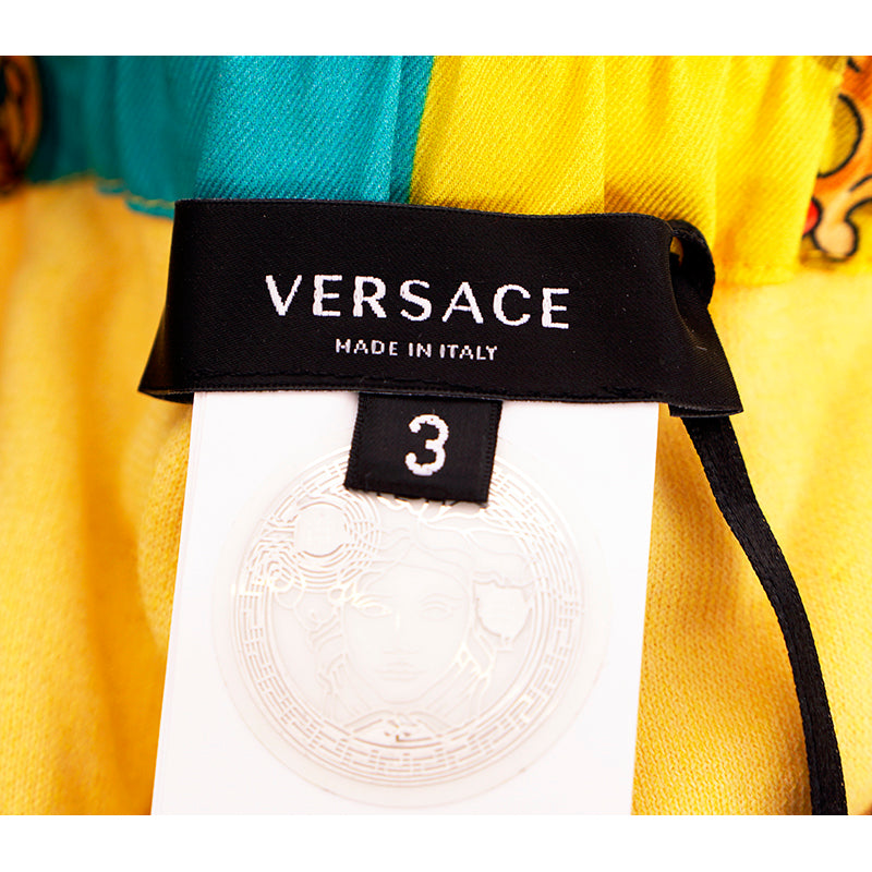 3 US XS NEW $550 VERSACE Men's Yellow TERRY CLOTH Royalty Baroque SWIM SHORTS