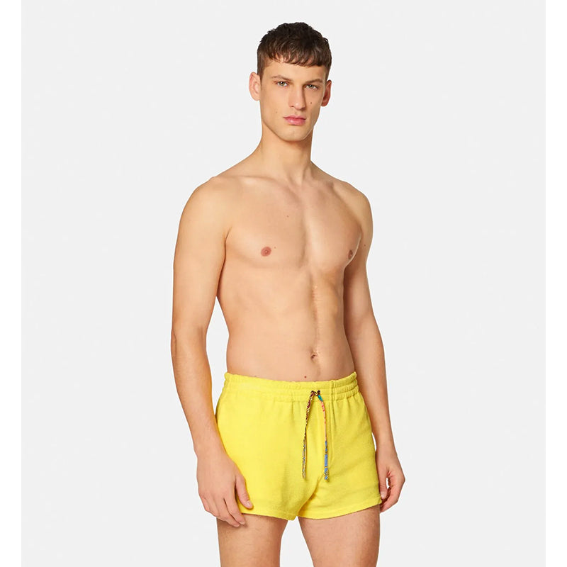 3 US XS NEW $550 VERSACE Men's Yellow TERRY CLOTH Royalty Baroque SWIM SHORTS