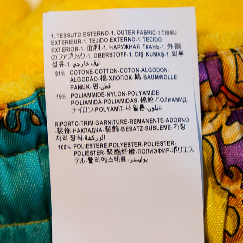 3 US XS NEW $550 VERSACE Men's Yellow TERRY CLOTH Royalty Baroque SWIM SHORTS