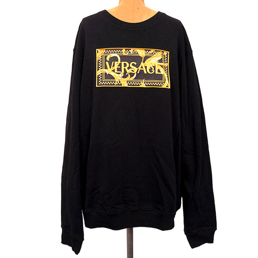 4XL NEW $760 VERSACE Men's Black GOLD BAROQUE LOGO Embroidered LOGO SWEATSHIRT