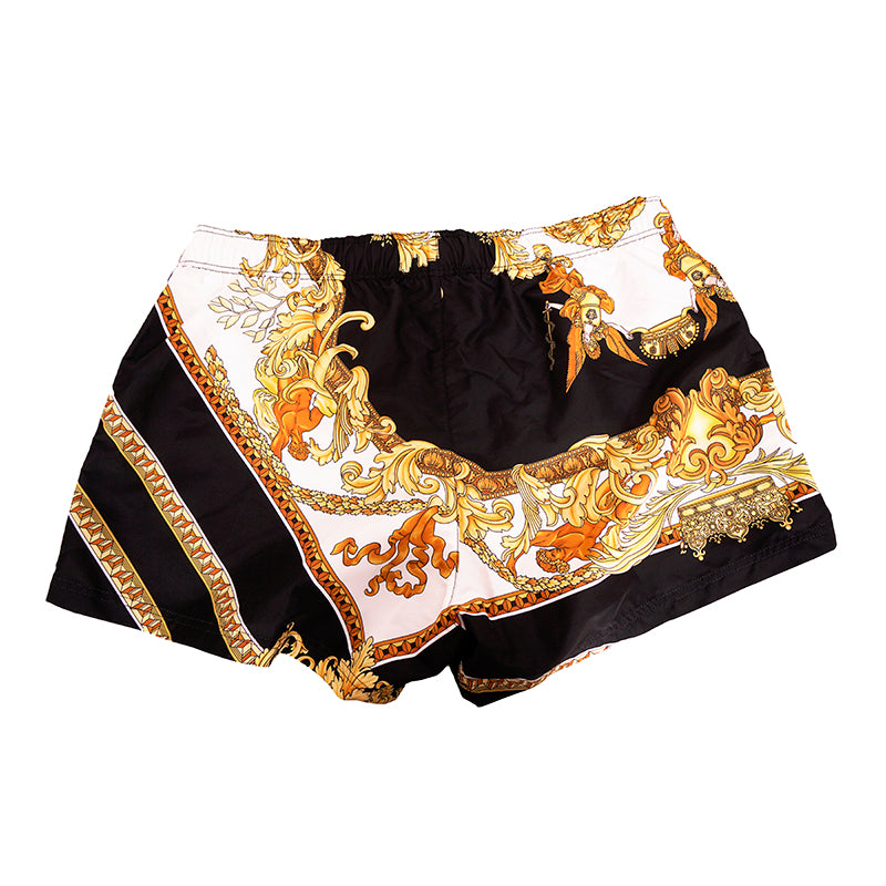 6 US XL NEW $500 VERSACE Men's Black White Renaissance BAROQUE PRINT SWIM SHORTS