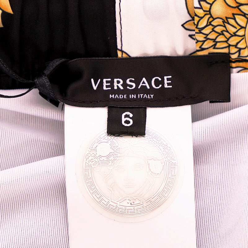 6 US XL NEW $500 VERSACE Men's Black White Renaissance BAROQUE PRINT SWIM SHORTS