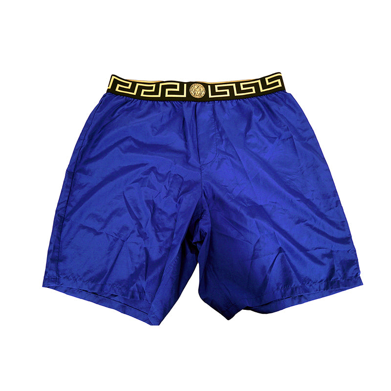 5 US L NEW $395 VERSACE Men's Blue BAROCCO FLORAL PRINT MESH LINING SWIM SHORTS