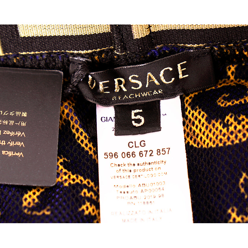 5 US L NEW $395 VERSACE Men's Blue BAROCCO FLORAL PRINT MESH LINING SWIM SHORTS