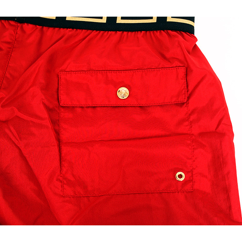 3 & 7 NEW $375 VERSACE Men's Red BAROCCO FLORAL PRINT MESH LINING SWIM SHORTS