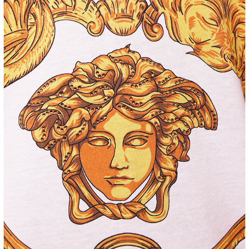 sz XS/3XL NEW $900 VERSACE Men's White MEDUSA CRYSTAL BAROQUE LOGO Crew Neck T-SHIRT