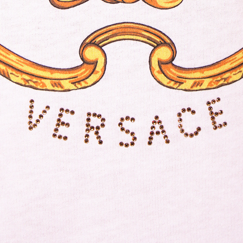 sz XS/3XL NEW $900 VERSACE Men's White MEDUSA CRYSTAL BAROQUE LOGO Crew Neck T-SHIRT