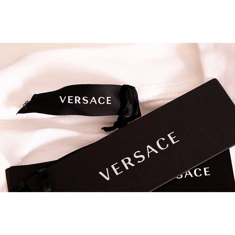 sz XS/3XL NEW $900 VERSACE Men's White MEDUSA CRYSTAL BAROQUE LOGO Crew Neck T-SHIRT