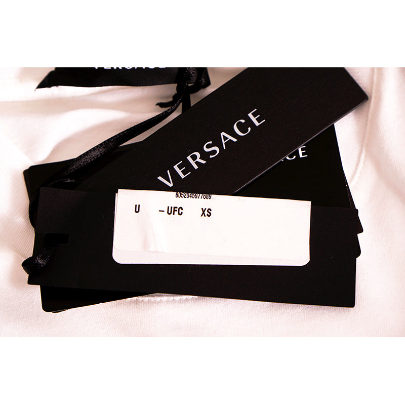 sz XS/3XL NEW $900 VERSACE Men's White MEDUSA CRYSTAL BAROQUE LOGO Crew Neck T-SHIRT