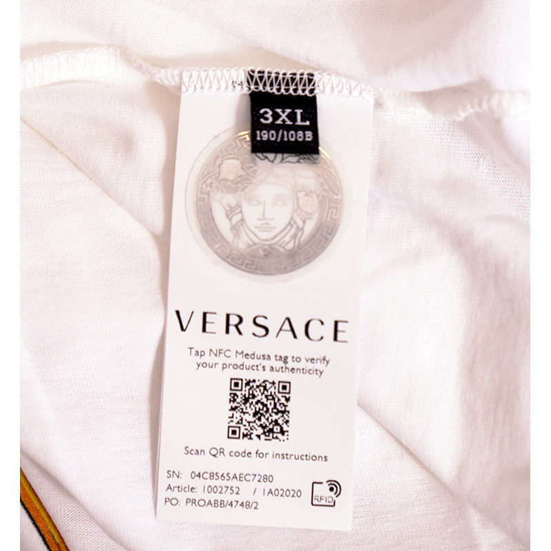 sz XS/3XL NEW $900 VERSACE Men's White MEDUSA CRYSTAL BAROQUE LOGO Crew Neck T-SHIRT