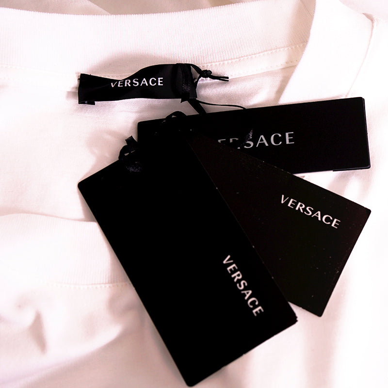 sz XS/3XL NEW $900 VERSACE Men's White MEDUSA CRYSTAL BAROQUE LOGO Crew Neck T-SHIRT