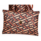 NEW $925 VERSACE Caramel LA GRECA Signature Small Open Top TOTE BAG w/ POUCH