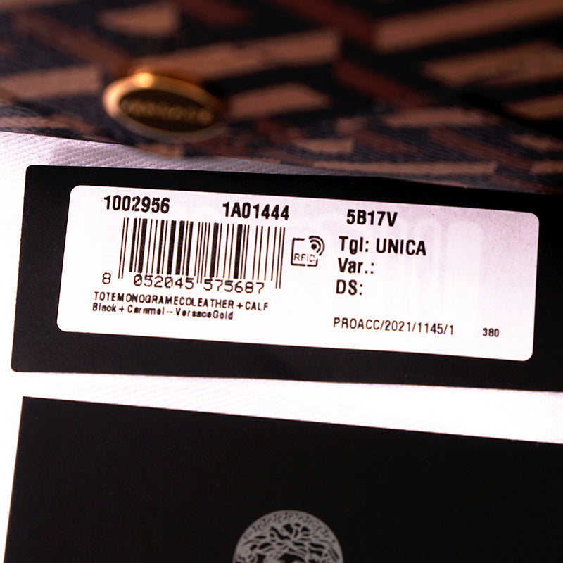 NEW $925 VERSACE Caramel LA GRECA Signature Small Open Top TOTE BAG w/ POUCH