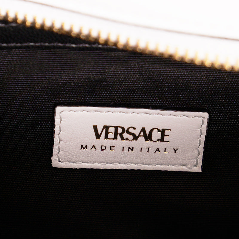 NEW $1800 VERSACE TRIBUTE White Quilted Lamb Leather GOLD MEDUSA HEAD Tote BAG