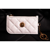 NEW $495 VERSACE White Quilted Leather MEDUSA LOGO Card CASE WALLET KEY CHAIN