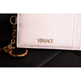 NEW $495 VERSACE White Quilted Leather MEDUSA LOGO Card CASE WALLET KEY CHAIN