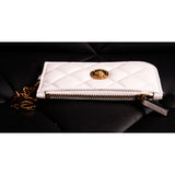 NEW $495 VERSACE White Quilted Leather MEDUSA LOGO Card CASE WALLET KEY CHAIN